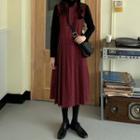 Sleeveless Midi Plaid Pleated Dress As Shown In Figure - One Size