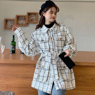 Plaid Buckled Button Jacket