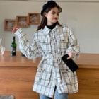 Plaid Buckled Button Jacket