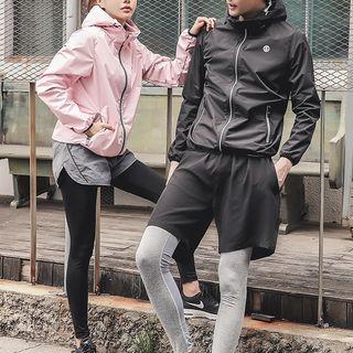 Couple Matching Sports Zip-up Hooded Jacket