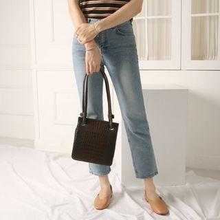 Croc-grain Square Tote