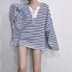 Lace-up Striped Pullover
