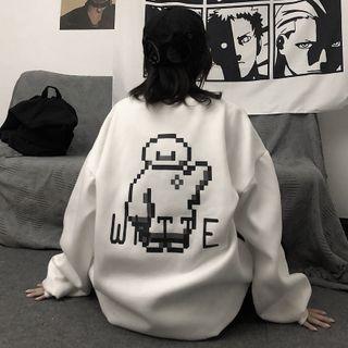 Fleece-lined Cartoon Print Pullover
