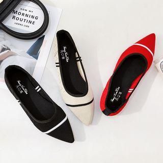 Contrast Trim Knit Flats