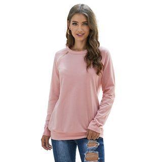 Long Sleeve Zip Accent T-shirt