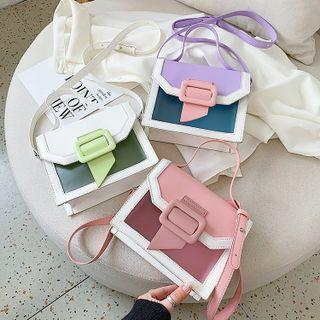 Color-block Buckled Cross Bag