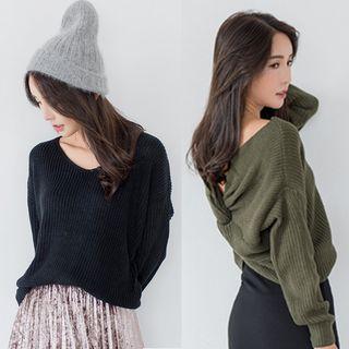 Twisted Back Plain Sweater