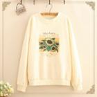 Sun-flower Print Round-neck Sweatshirt