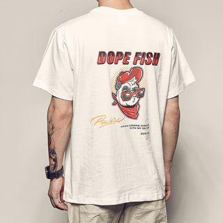 Short-sleeve Cartoon Panda Printed T-shirt