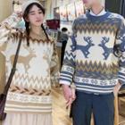 Couple Matching Printed Crew-neck Sweater