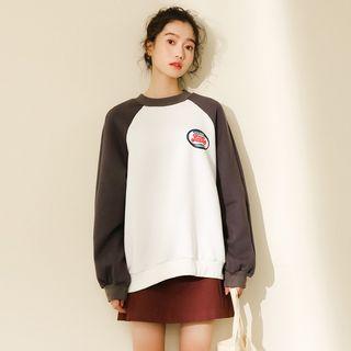Color Block Printed Pullover As Shown In Figure - One Size