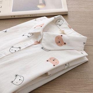 Long-sleeve Bear Print Shirt