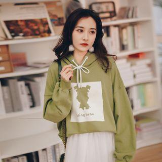 Printed Hoodie Light Green - One Size