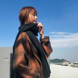 Double-breasted Plaid Loose-fit Coat