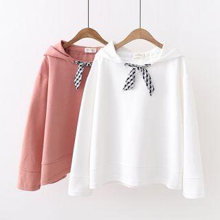 Ribbon-accent Hoodie