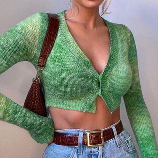 Knit Tie-dye Crop Cardigan