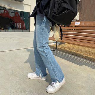 Straight Cut Slit Jeans