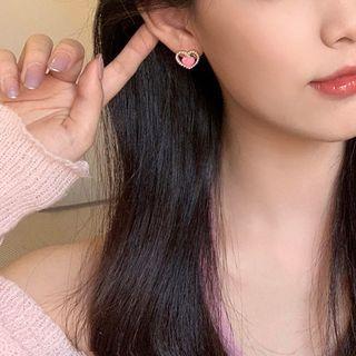 Peach Acrylic Alloy Earring / Peach Acrylic Pendant Faux Pearl Bracelet