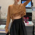 Long-sleeve Drawstring T-shirt / Midi A-line Skirt