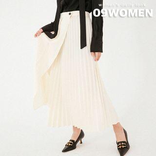 Plus Size Accordion-pleat Maxi Wrap Skirt