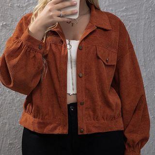 Plus Size Corduroy Shirt Jacket