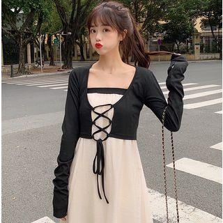 Lace-up Jacket / Strapless Dress