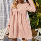 Long-sleeve V-neck Open Back Mini Dress