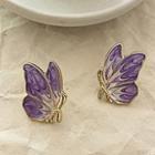Butterfly Stud Earring 1 Pair - Gold & Purple - One Size