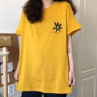 Short-sleeve Flower Print T-shirt Yellow - One Size