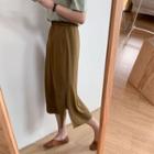 Plain Slit-side Midi Straight-fit Skirt