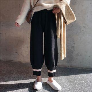 Contrast-lining Knit Harem Pants