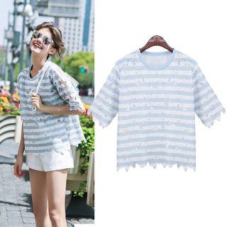Striped Lace Top