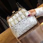 Lace Chain Strap Crossbody Bag White - One Size