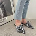 Bow-detail Gingham Mules