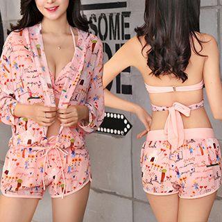 Set : Printed 2-piece Swimsuit + Cover-up