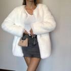 Plain Faux-fur Coat