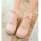 Lolita Bow Faux-leather Ankle-strap Flats