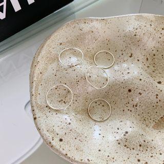Basic Skinny Stacking Ring Set (5 Pcs) Silver - One Size
