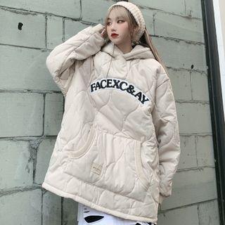 Long-sleeve Letter Embroidered Padded Hoodie
