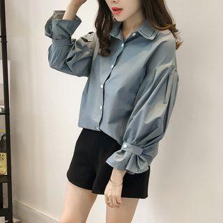 Belted Puff-sleeve Blouse
