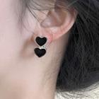 Heart Drop Earring 1 Pair - 2489a - Silver Pin - Heart - Black - One Size