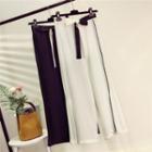 Contrast Trim Wide Leg Chiffon Pants