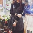 Strappy Lace Trim Pleated Dress