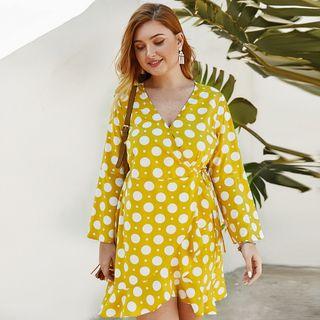 Bell-sleeve Dotted A-line Dress