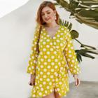 Bell-sleeve Dotted A-line Dress