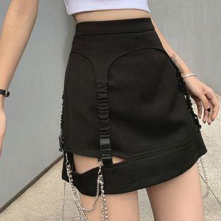 Chain Strap Mini A-line Skirt