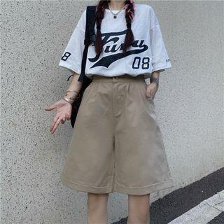 Plain Wide-leg A-line Shorts