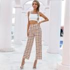 Cropped Houndstooth Boot-cut Pants