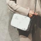 Faux Leather Marble Crossbody Bag