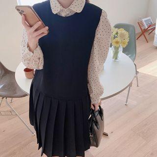 Pleated A-line Overall Dress